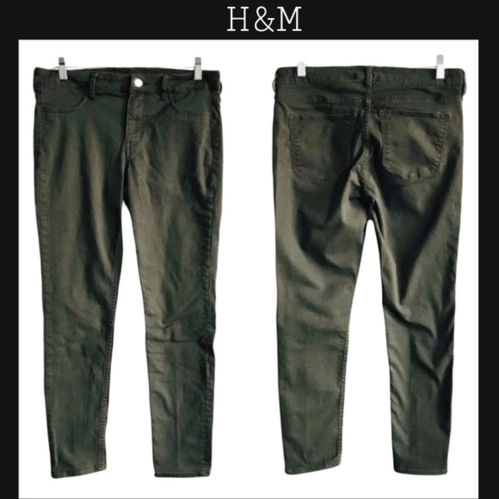 H&M Olive Green Skinny Ankle Pants Size 28